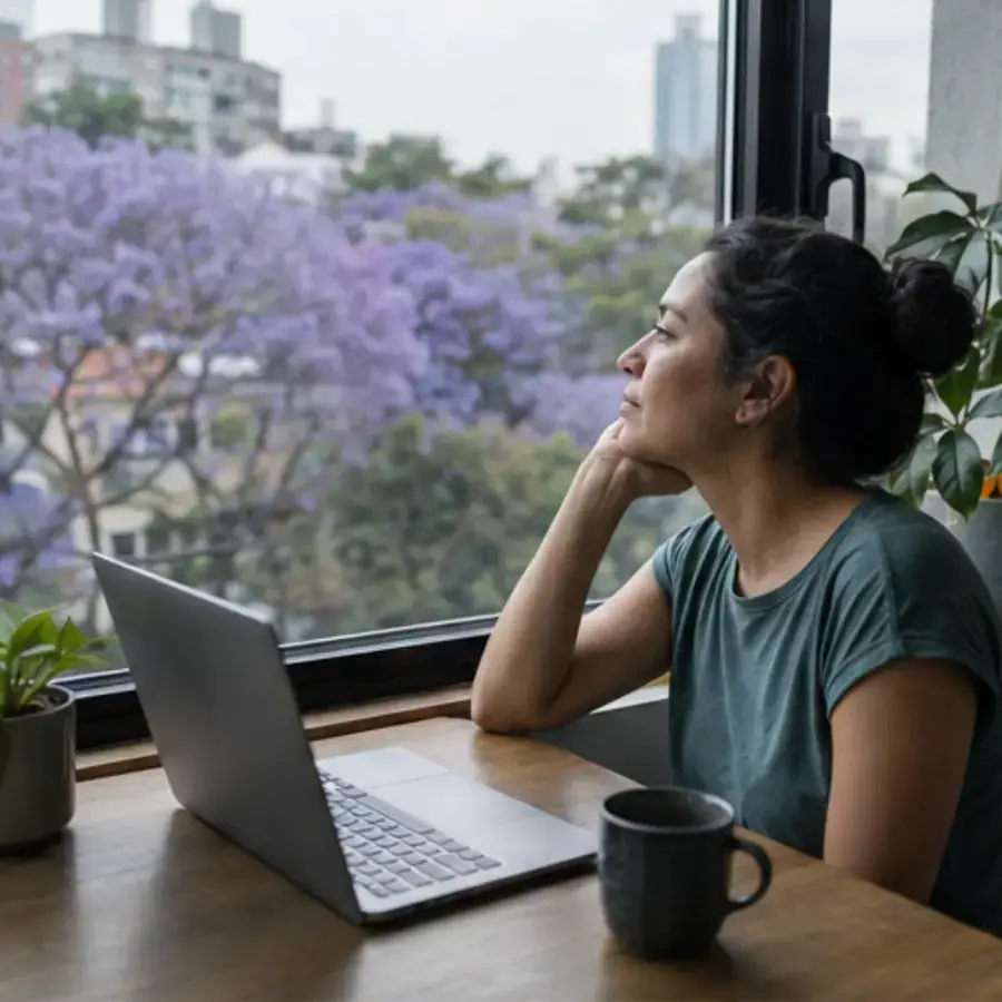 Descanso y mirada por la ventana