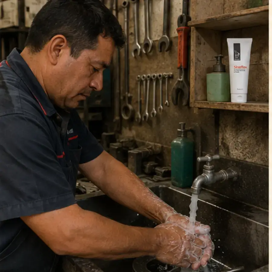 Movimientos de masaje y lavado de manos