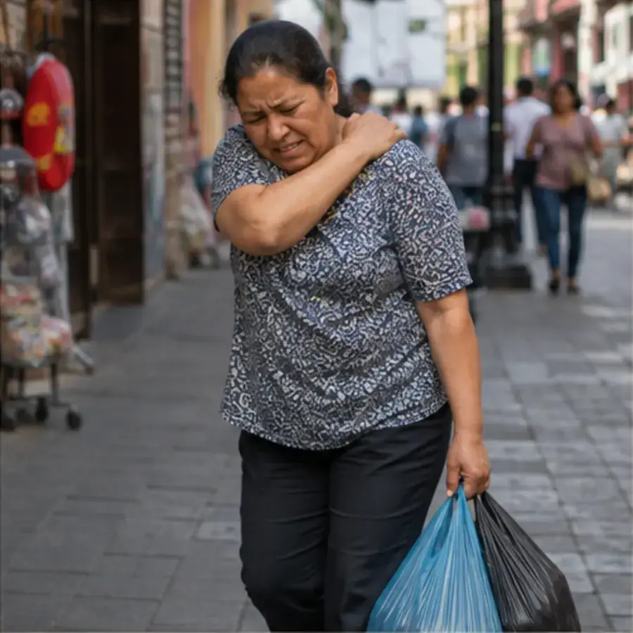 Bolsas pesadas en una mano